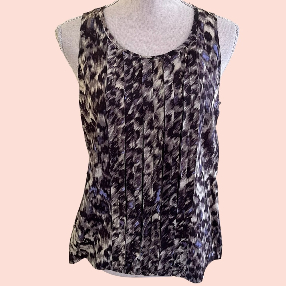 J. Crew Sleeveless Animal Print Silk Blouse with Front Pleating 4